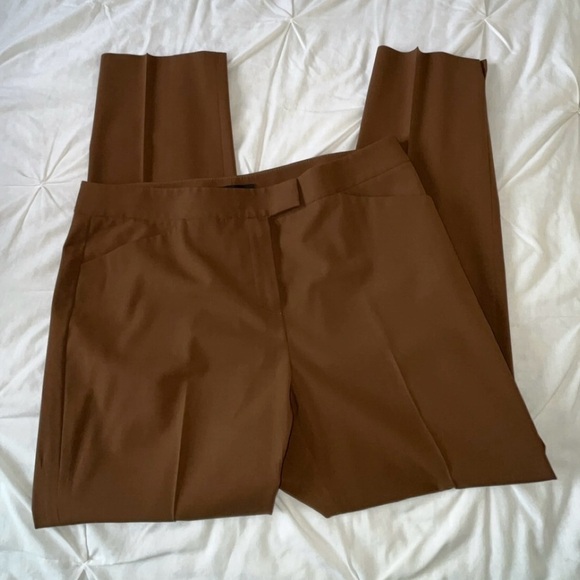Lafayette 148 New York Virgin Wool, Brown, Straight-Leg Ankle Dress Pants SIZE 8 - Picture 1 of 9